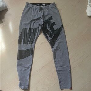 Nike Gray Leggings with Black Graphic